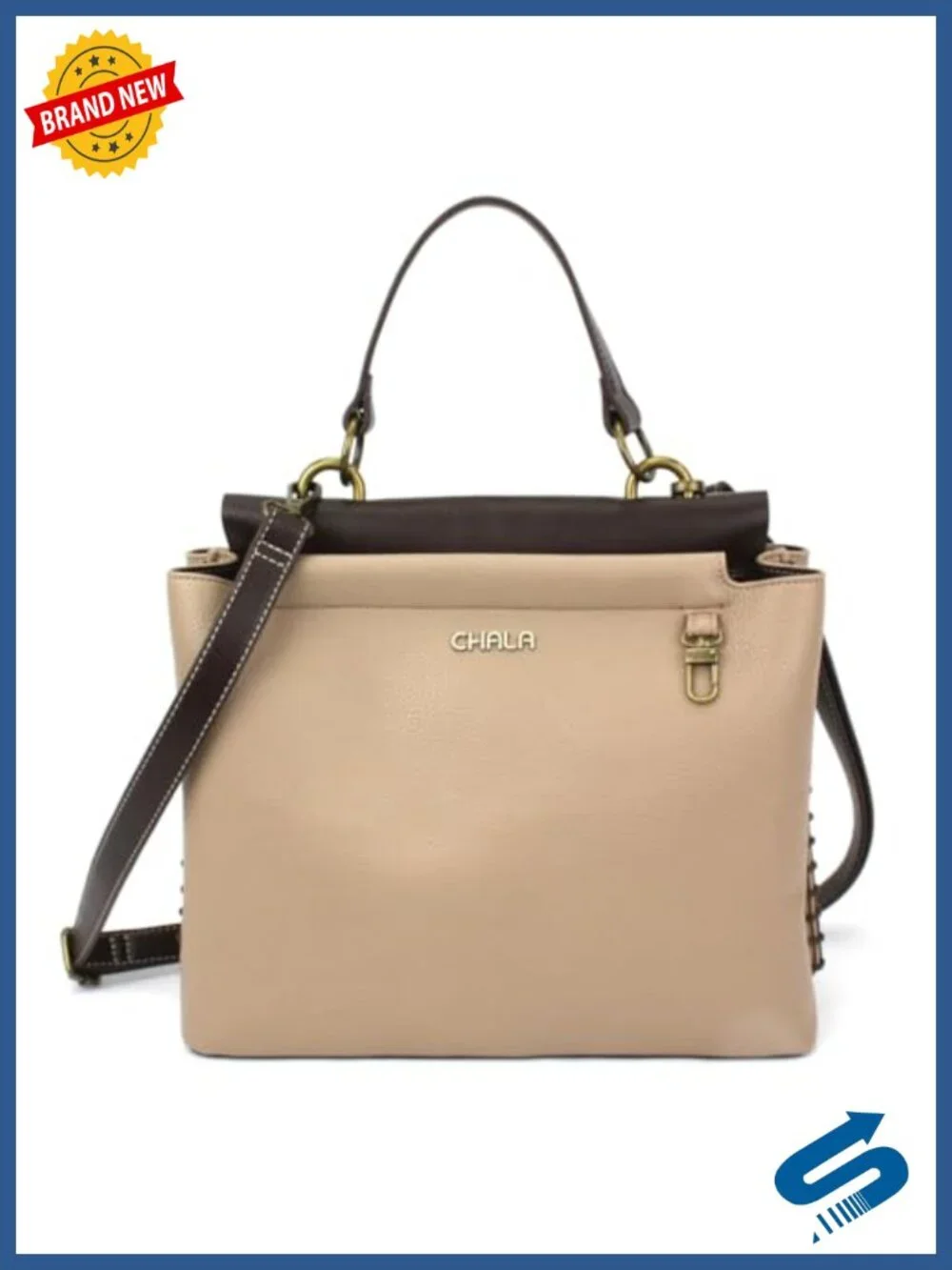 Faux Leather Satchel Tote with Crossbody and Forearm Straps